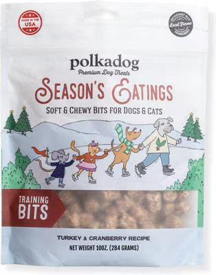 Polkadog Season's Eatings Turkey & Cranberry Dehydrated Dog Treats, 10-oz bag | Chewy