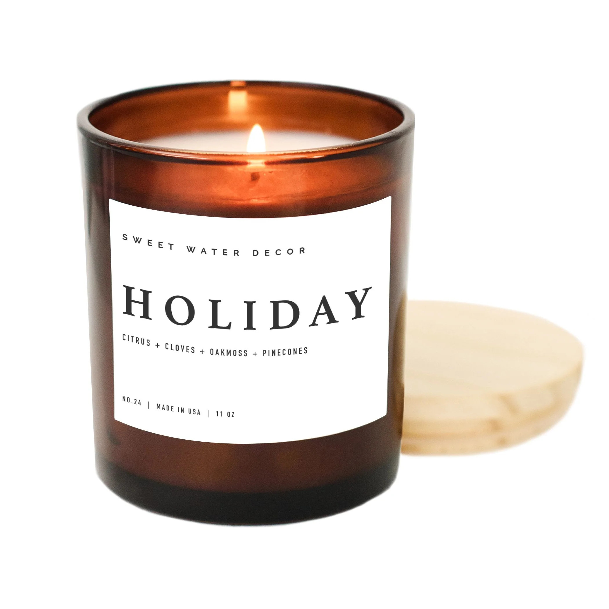Holiday Soy Candle - Amber Jar - 11 oz | Sweet Water Decor, LLC