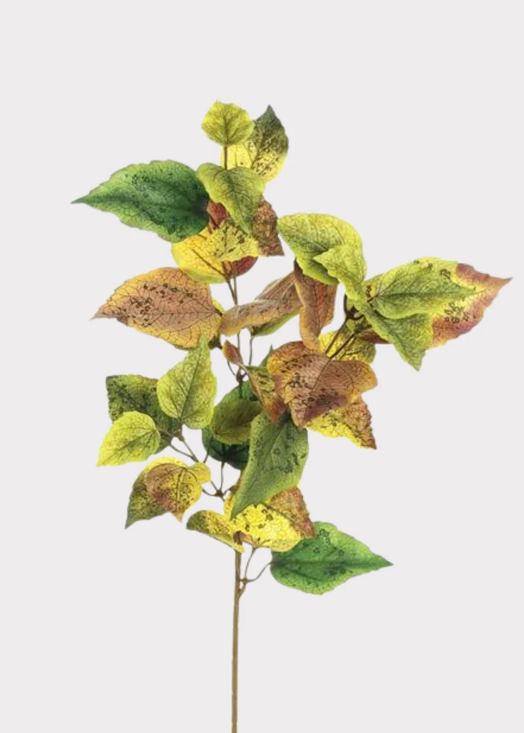 Autumn Brown and Green Fake Cottonwood Leaf Branch - 28" | Afloral