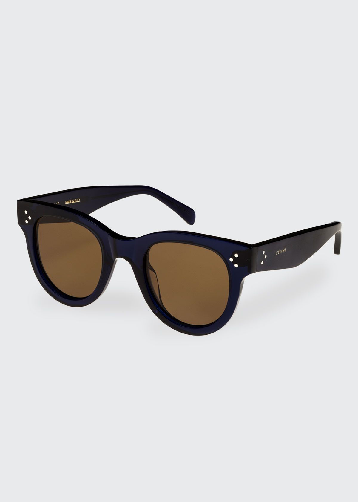 Studded Round Acetate Sunglasses, Blue Pattern | Bergdorf Goodman