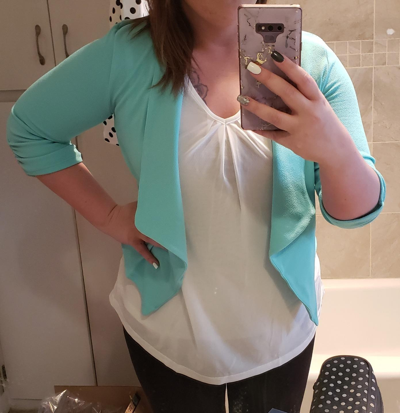 FASHIONOLIC Women's Stretch 3/4 Gathered Sleeve Open Blazer Jacket (Made in USA) | Amazon (US)