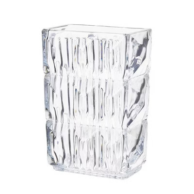 VECELO Clear Ribbed Glass Decorative Vase, Tabletop Centerpiece | Target