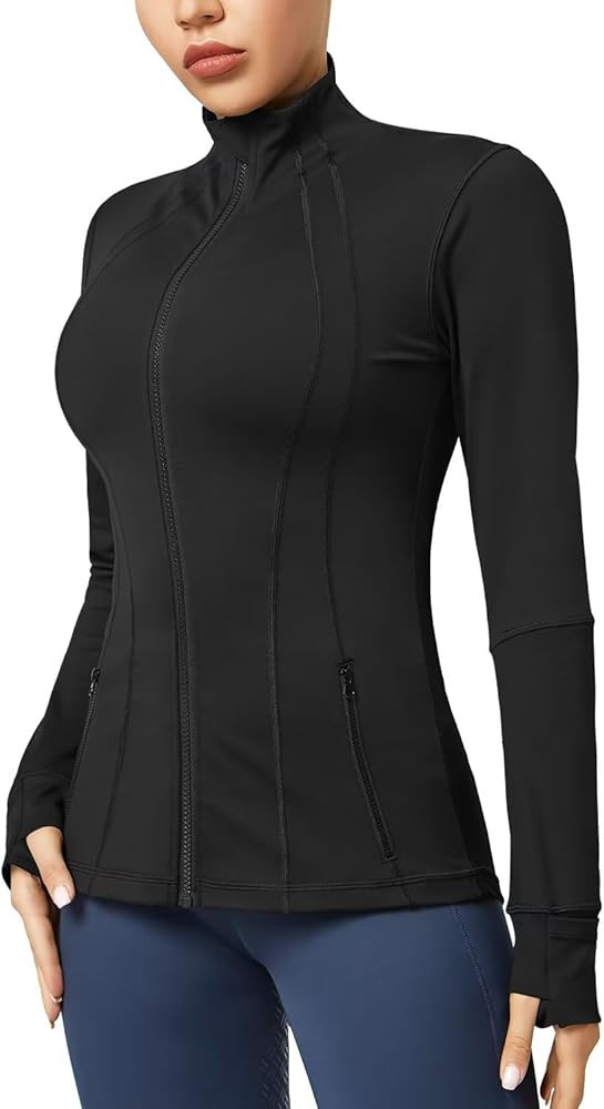 QUEENIEKE Women Athletic Jackets Cottony-Soft Full Zip Slim Fit Workout Running Jacket with Pocke... | Amazon (US)