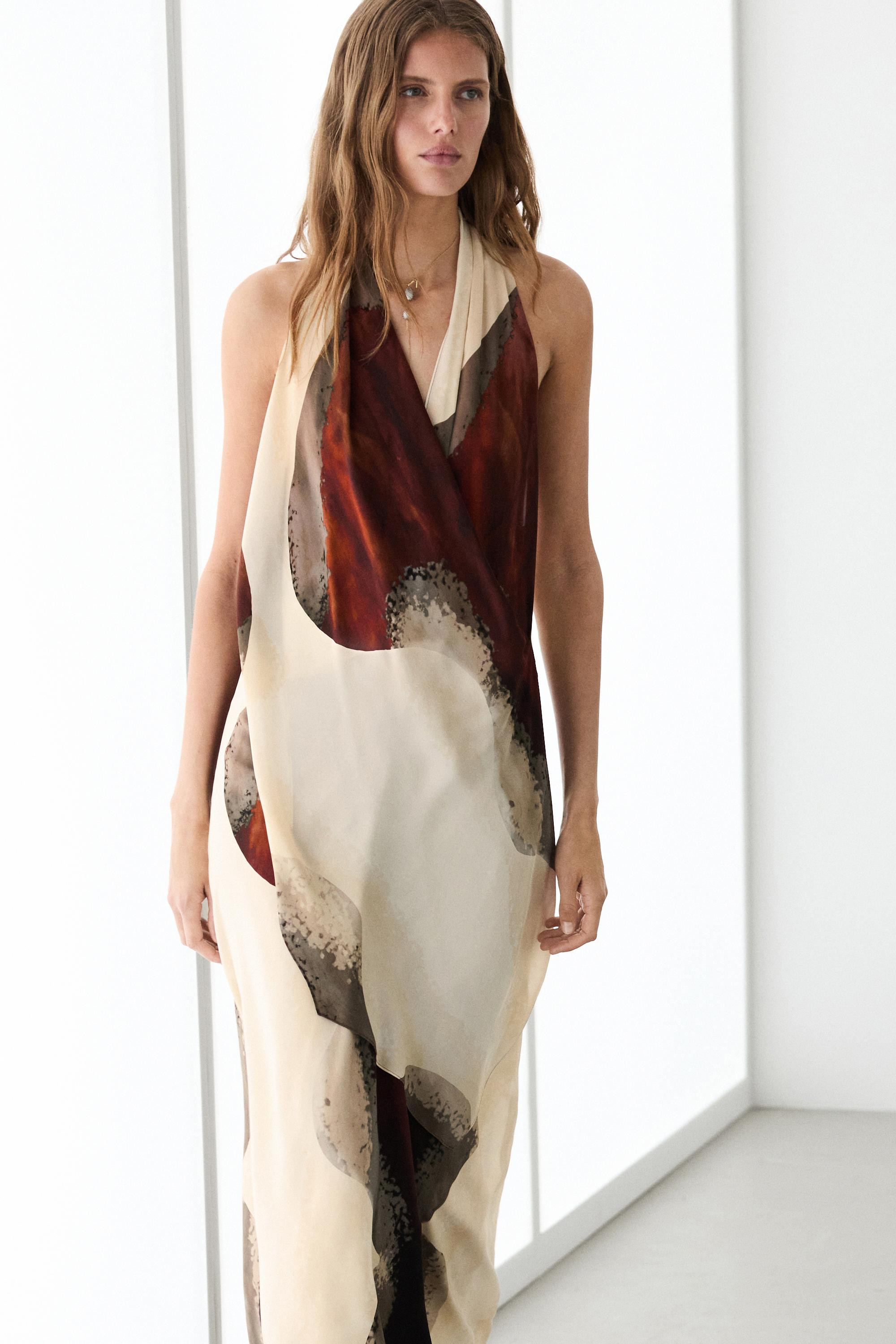 Long flowing halter neck dress | Zara US