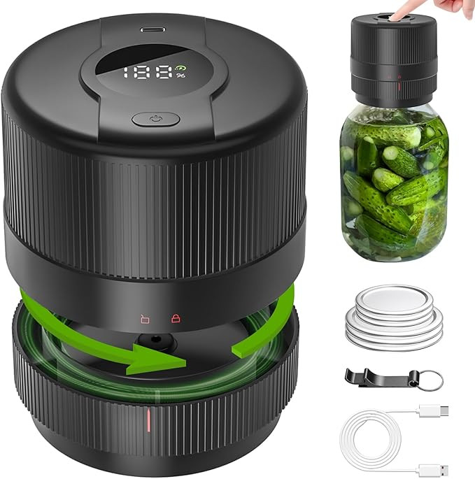 Mason Jar Vacuum Sealer Kit, Electric Sealer for Wide and Regular Mouth Mason Lids, Canning Vacuu... | Amazon (US)