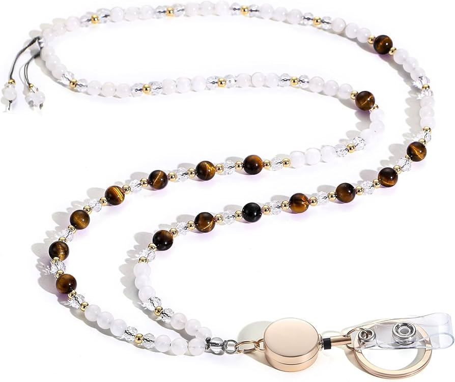 Lanyards for ID Badges and Keys, Retractable Teacher Lanyard for Women Cute, Beaded Lanyard with ... | Amazon (US)