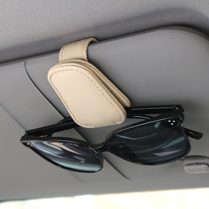 KIWEN Sunglasses Holders for Car Visor, Magnetic Leather Glasses Eyeglass Clip for Car, Ticket Ca... | Amazon (US)