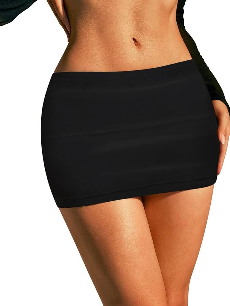 Sweet Hearts Black Mini Skirt for Women- Above Knee Elastic Waist Basic Mini Pencil Womens Skirts... | Amazon (US)