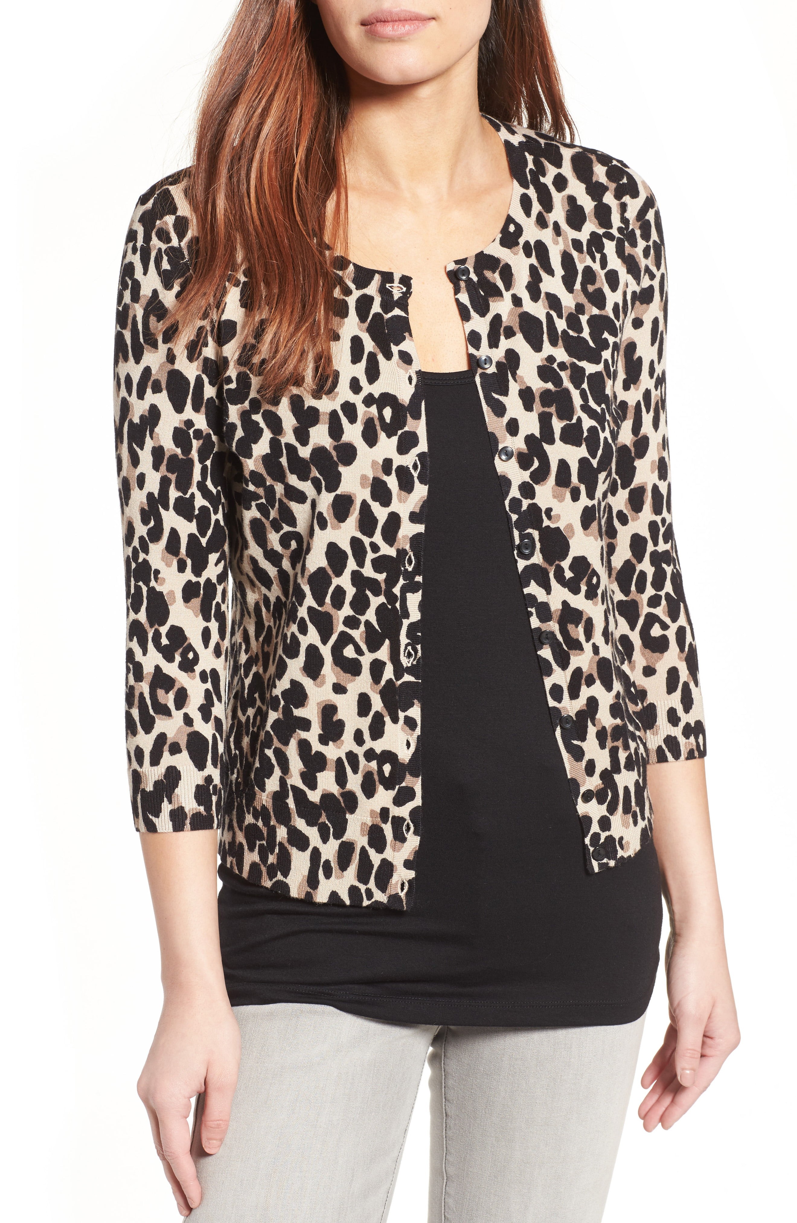 Three Quarter Sleeve Crewneck Cardigan | Nordstrom