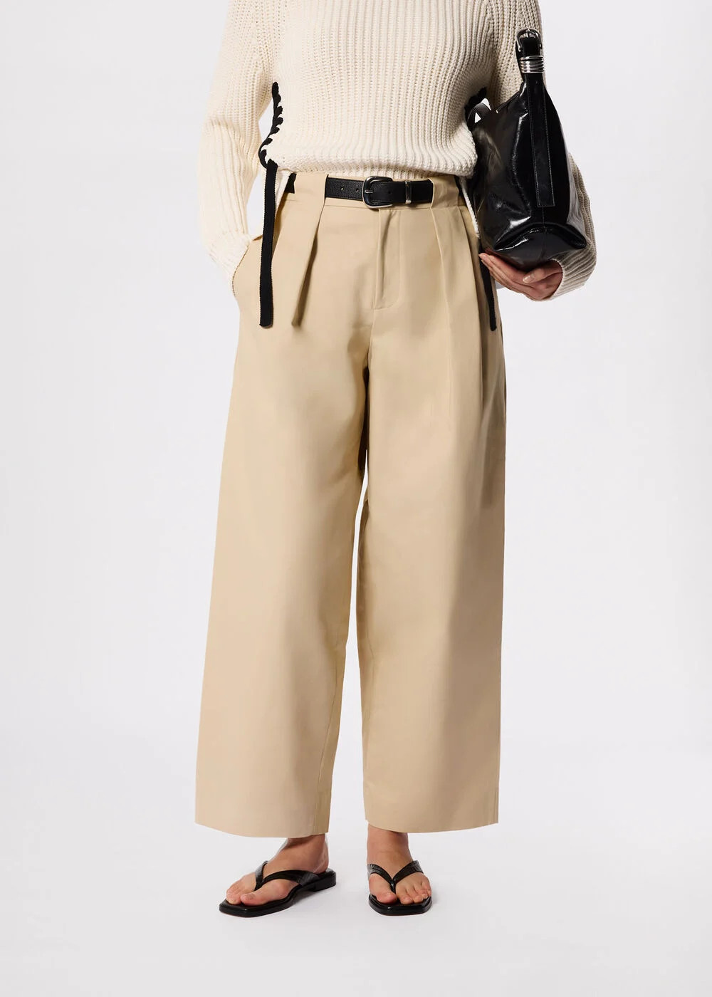Neutral Cotton Barrel Leg Trouser | WHISTLES | Whistles UK | | Whistles