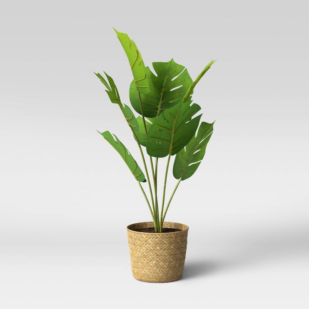 Faux Monstera in Basket Pot Brown/Green - Opalhouse | Target