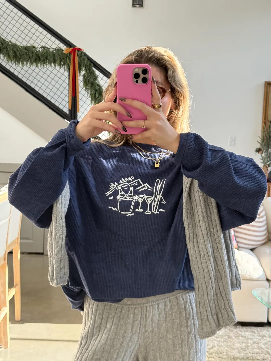 Après Ski Mountains Sweatshirt | Vintage-washed Evergreen or Navy Corded | Retro Mountain Pullov... | Etsy (US)