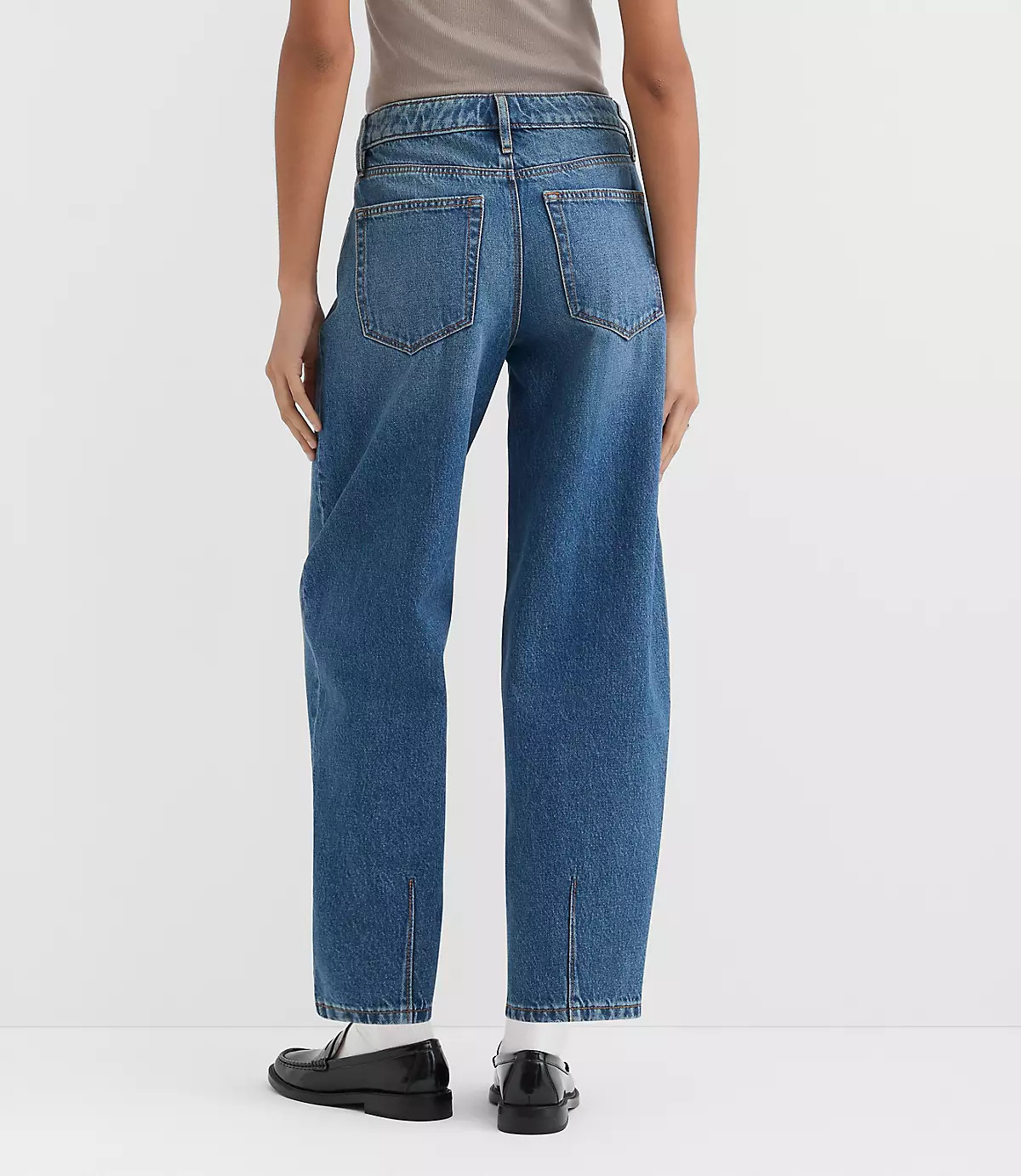 Rivete Tall Mid Rise Barrel Jeans in Echo Wash | LOFT