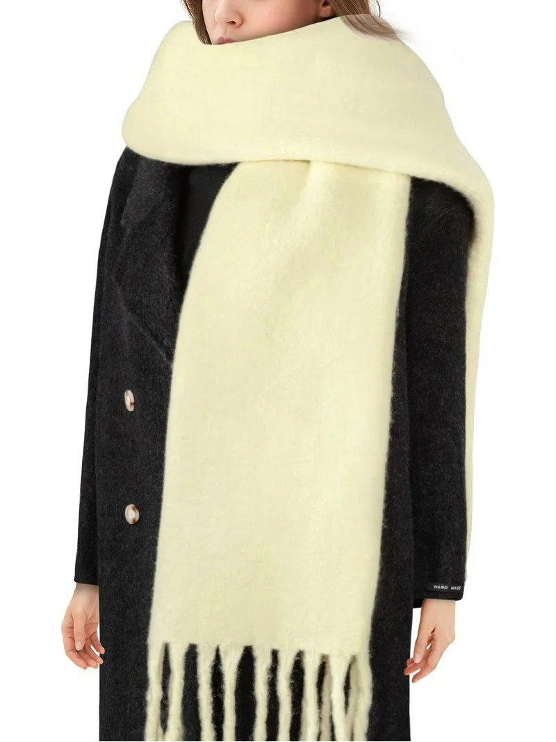 KOITHOT Winter Womens Scarf, Big Coloured Checked Soft Thick Warm Scarves Beige | Walmart (US)