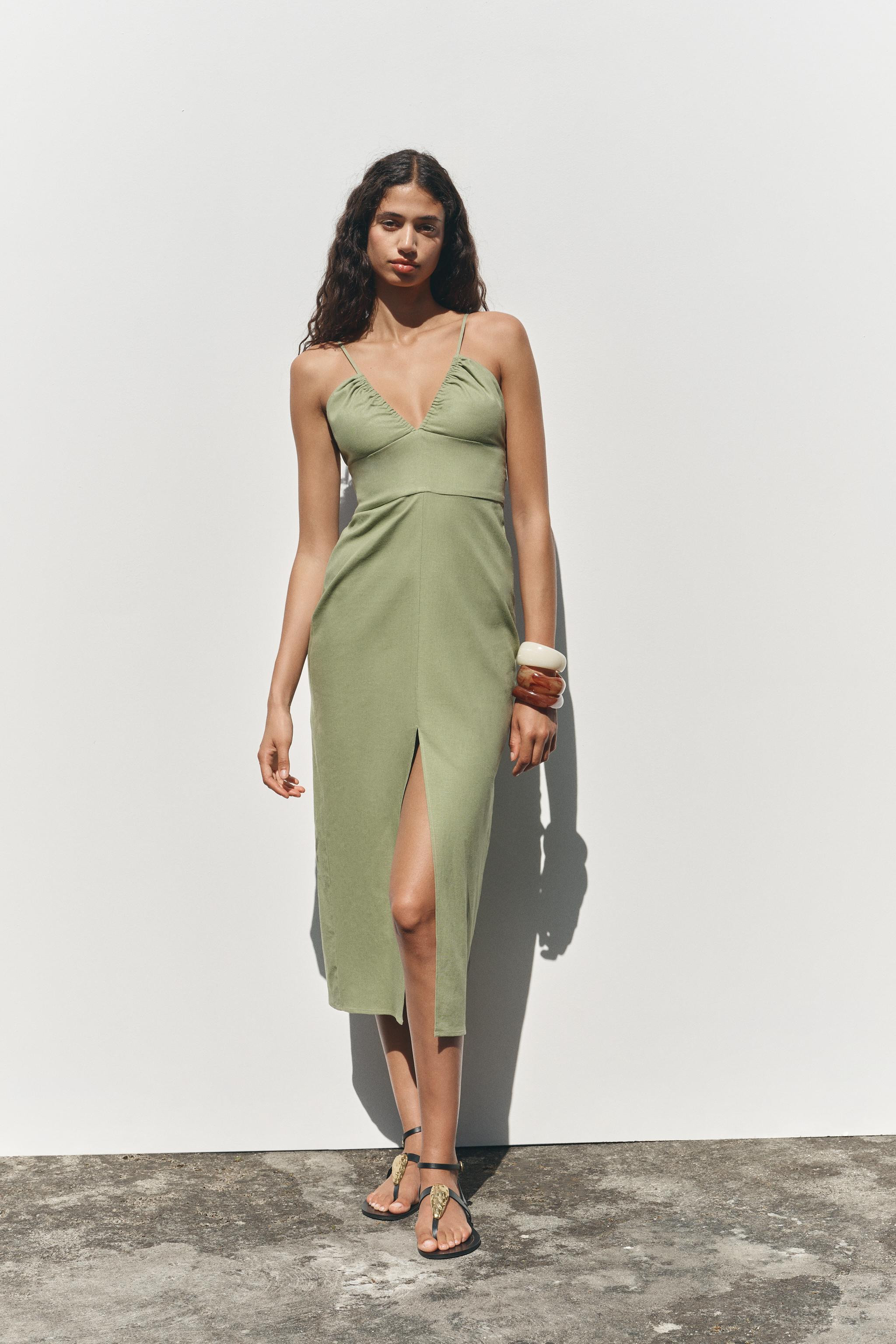 LINEN MIDI DRESS | Zara US