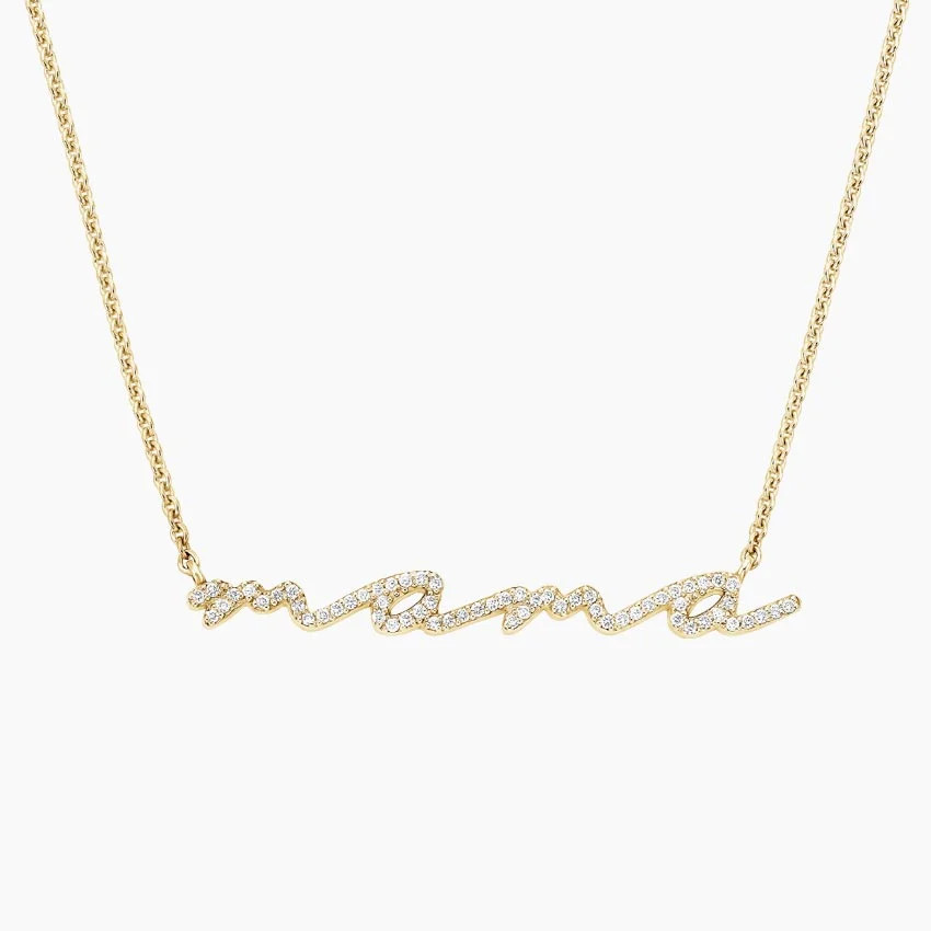 Script Mama Diamond Pendant Necklace (1/5 ct. tw.) in 14K Yellow Gold | Brilliant Earth