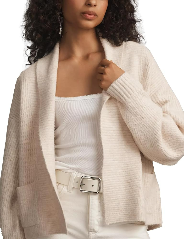 Shawl Collar Cardigan for Women Cropped Open Front Sweater Loose Casual Knitwear Chunky Knit Jack... | Amazon (US)