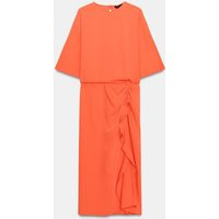Zara - Zw Collection Draped Midi Dress - Coral Red - L - Woman | Zara US