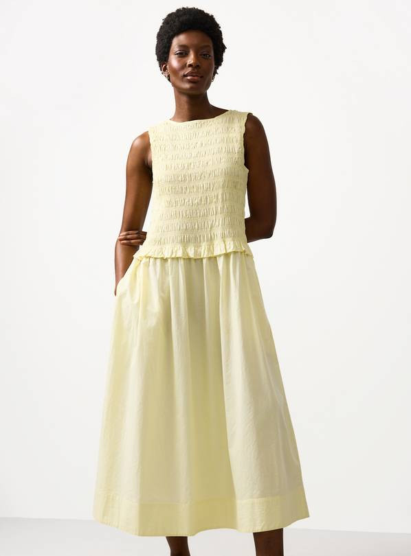 Yellow Shirred Sleeveless Midaxi Dress 20 | Tu Clothing