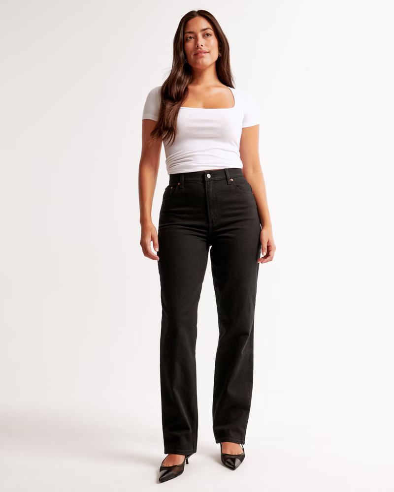 Women's Curve Love Ultra High Rise 90s Straight Jean | Women's Bottoms | Abercrombie.com | Abercrombie & Fitch (US)