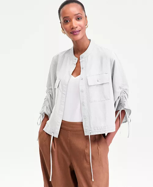 I.N.C. International Concepts Women's 3/4 Sleeve Button Front Blouse, Macy's Exclusive - Macy's | Macy's