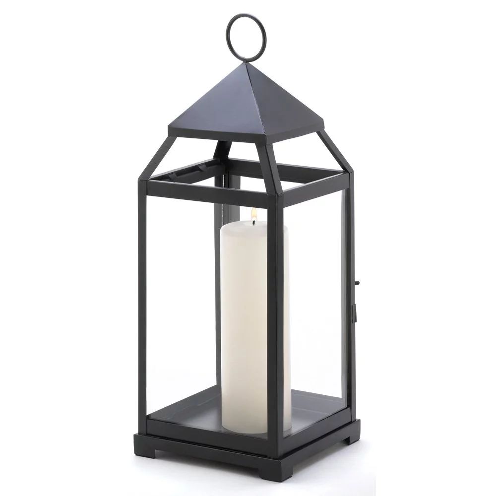 Black Candle Lantern, Contemporary Decor Outdoor Lanterns For Candles - Large | Walmart (US)