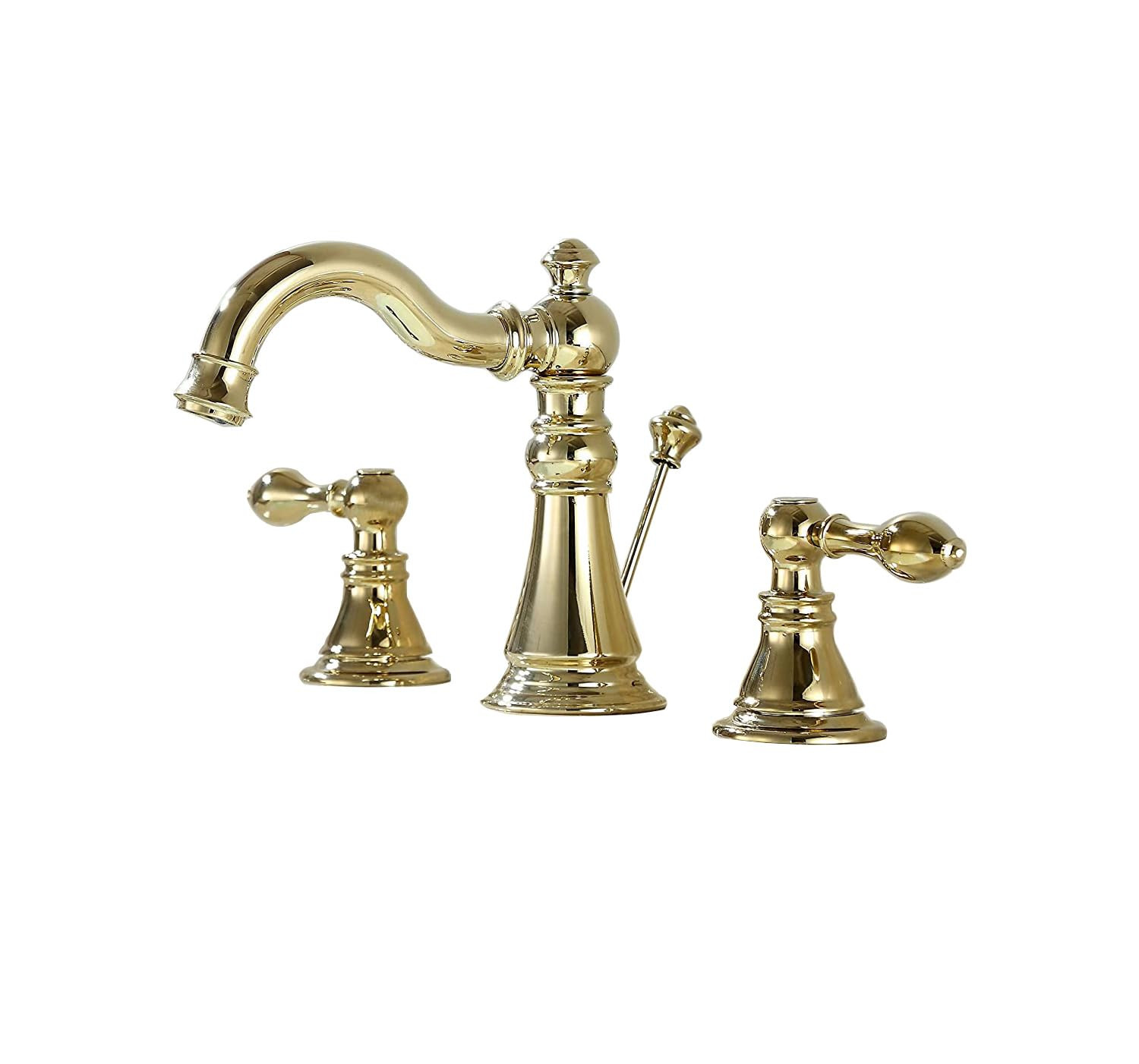 Gold Finish Bathroom Faucet 8 Inch Widespread Polished Brass,Two-Handle Sink Faucet 3 Hole with B... | Amazon (US)