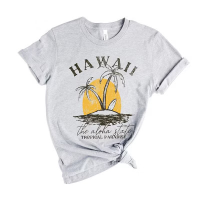 Simply Sage Market Women's Hawaii Tropical Paradise Short Sleeve Graphic Tee - XS - Heather Grey | Target