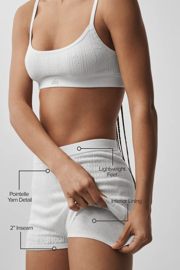 Pointelle Sweater Be Mine Hot Short - Semi Sheer White | Alo Yoga (US)