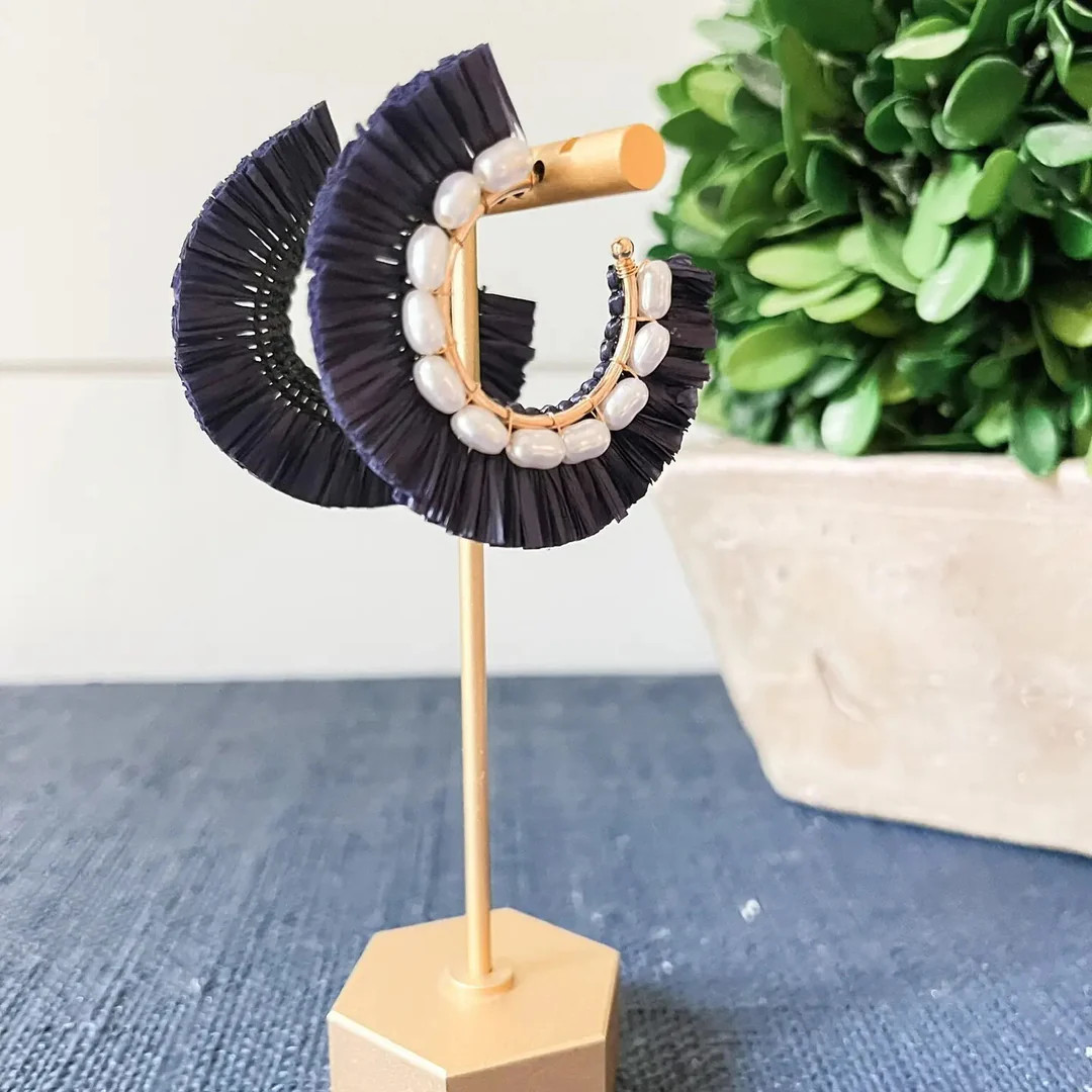 Pearl & Raffia Hoop | Teggy French