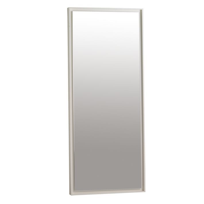 Floating Wood Floor Mirror, White Lacquer | West Elm (US)