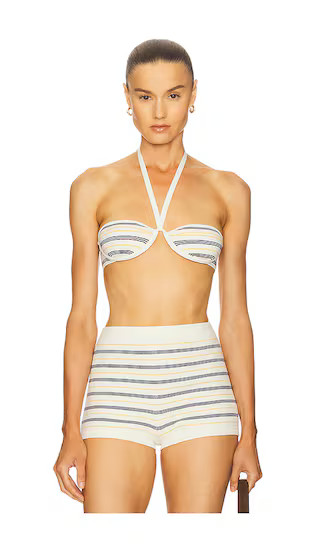 Helsa Inda Knit Bra in Cream,Navy. - size M | Revolve Clothing (Global)