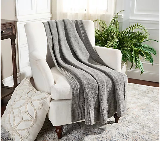 Barefoot Dreams CozyChic 45x60 Stacked Rib Border Blanket | QVC
