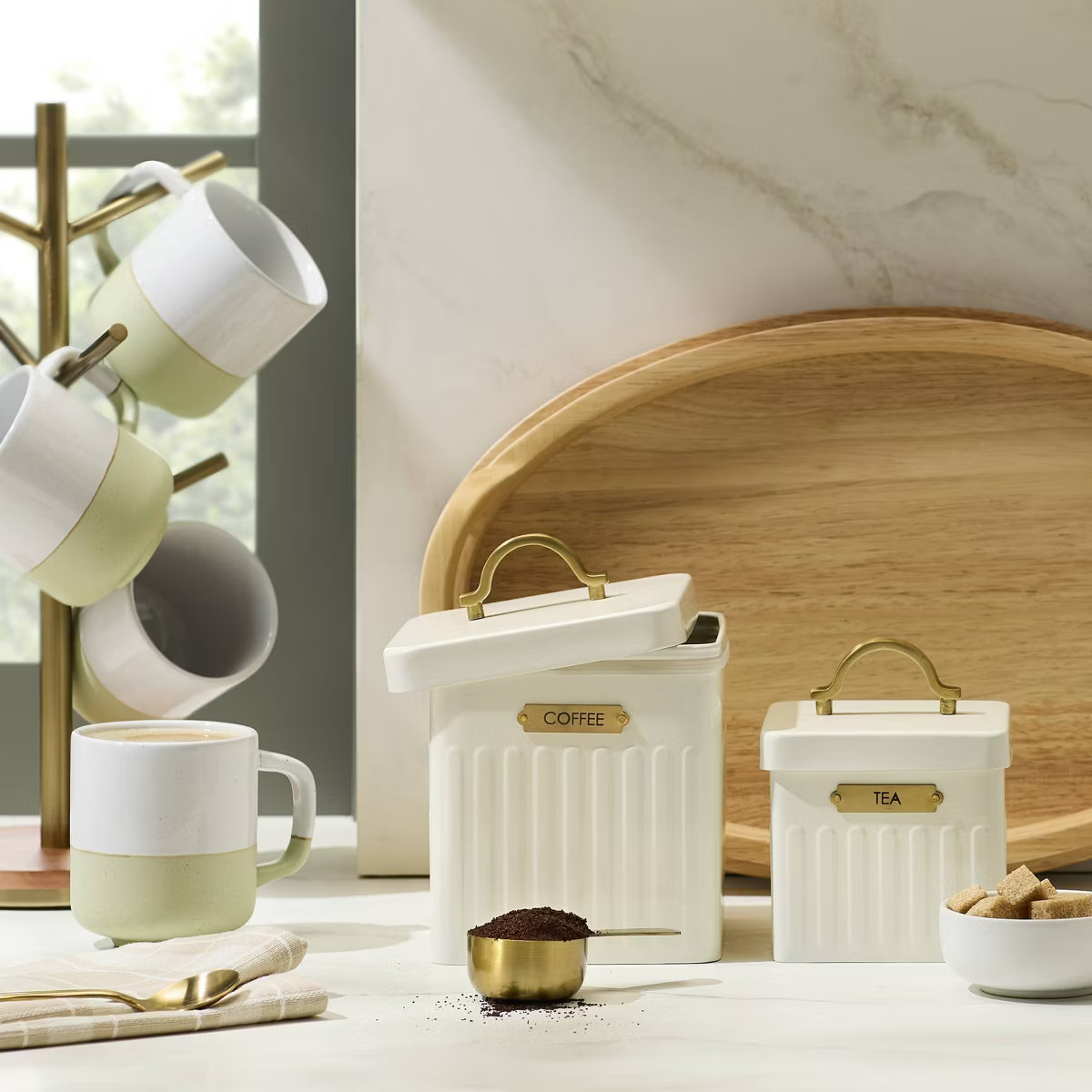 Metal Coffee Tin with Scooper Cream/Brass - Hearth & Hand™ with Magnolia | Target