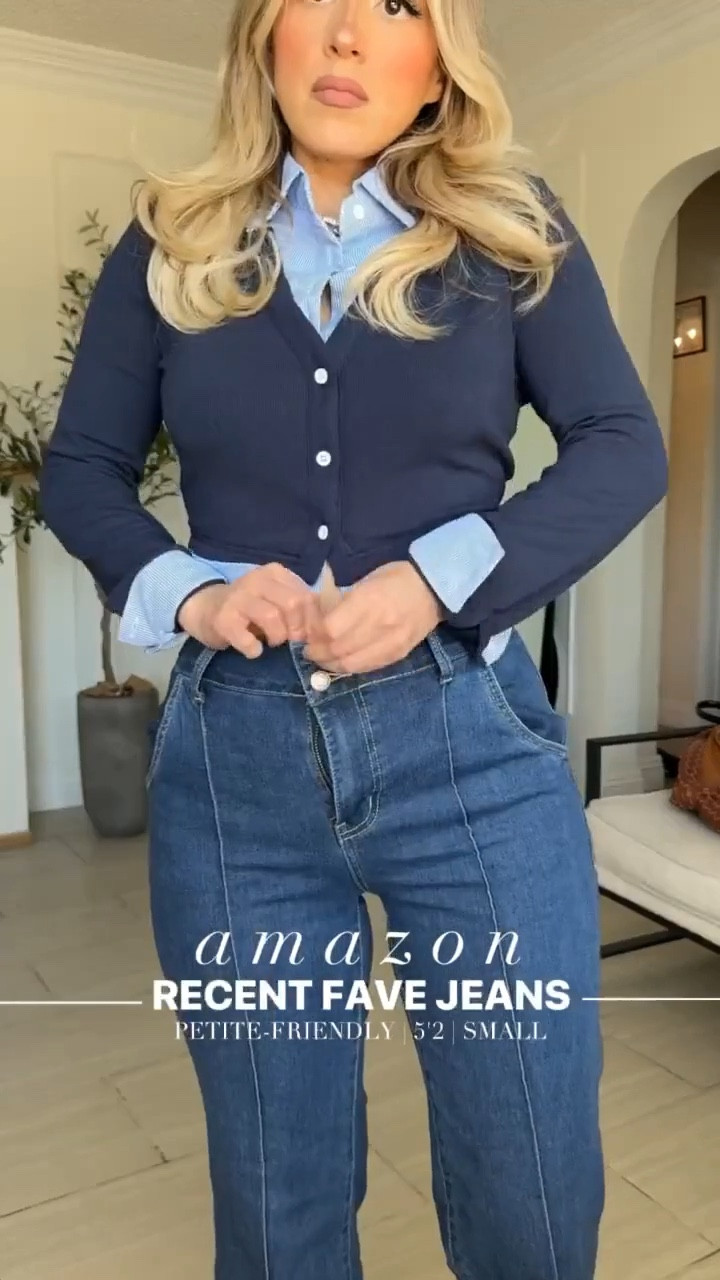 Loving these recent fave JEANS from Amazon 💙☺️ I'm 5'2

✔️Look 1: wearing size 4 in jeans color BLUE | small in top 
✔️Look 2: wearing size 27 in color DANCE AROUND + small in leopard button up 
✔️Look 3: size 29 in 94 baggy jeans | small in top 
✔️Look 4: size 4 jeans 



#LTKootd #LTKPetite #LTKgrwm