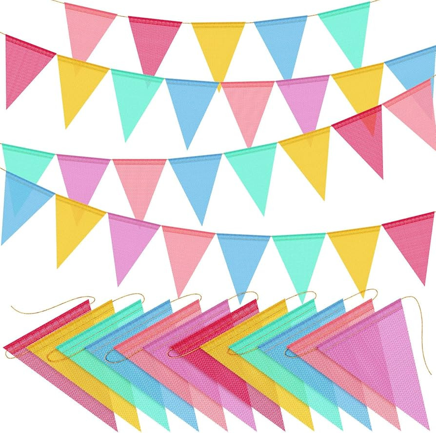 144pcs Colorful Pennant Banner Flags 158ft Rainbow Triangle Banners Garland Flag for Classroom Bi... | Amazon (US)