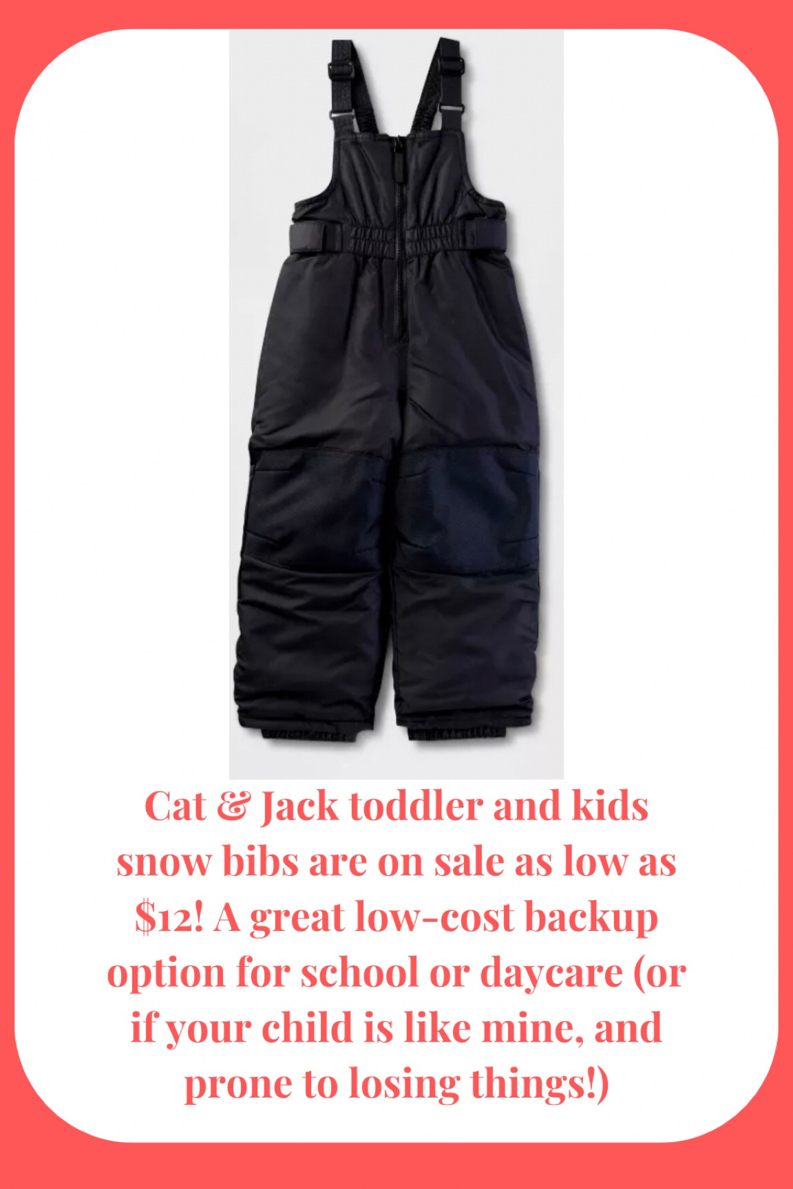 Cat and Jack toddler and kid snow bibs are on sale right now! Grab a backup pair for school or daycare! A great low-cost option to have on hand! 

#LTKBaby #LTKSeasonal #LTKKids