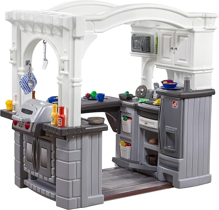 Step2 Grand Walk-in Kitchen & Grill Kids Playset, Indoor/Outdoor Kitchenette, Interactive Play wi... | Amazon (US)