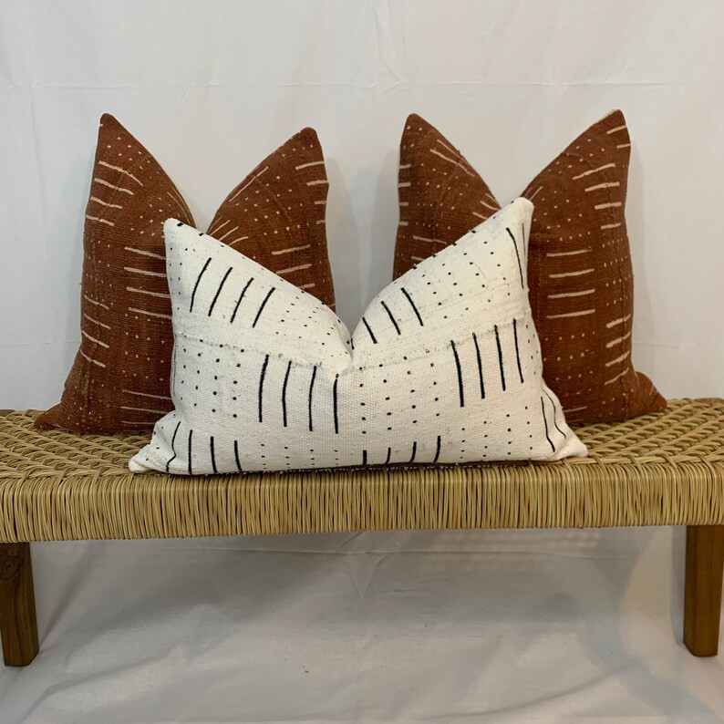African Mudcloth Pillow Cover Rust Dot Dash - Etsy | Etsy (US)