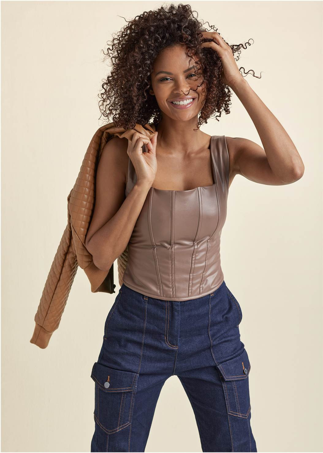 Faux-Leather Corset Top | VENUS