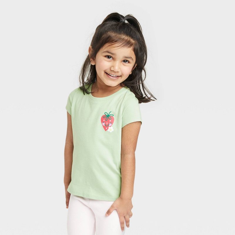 Toddler Girls' Strawberry Short Sleeve T-Shirt - Cat & Jack™ Olive Green | Target