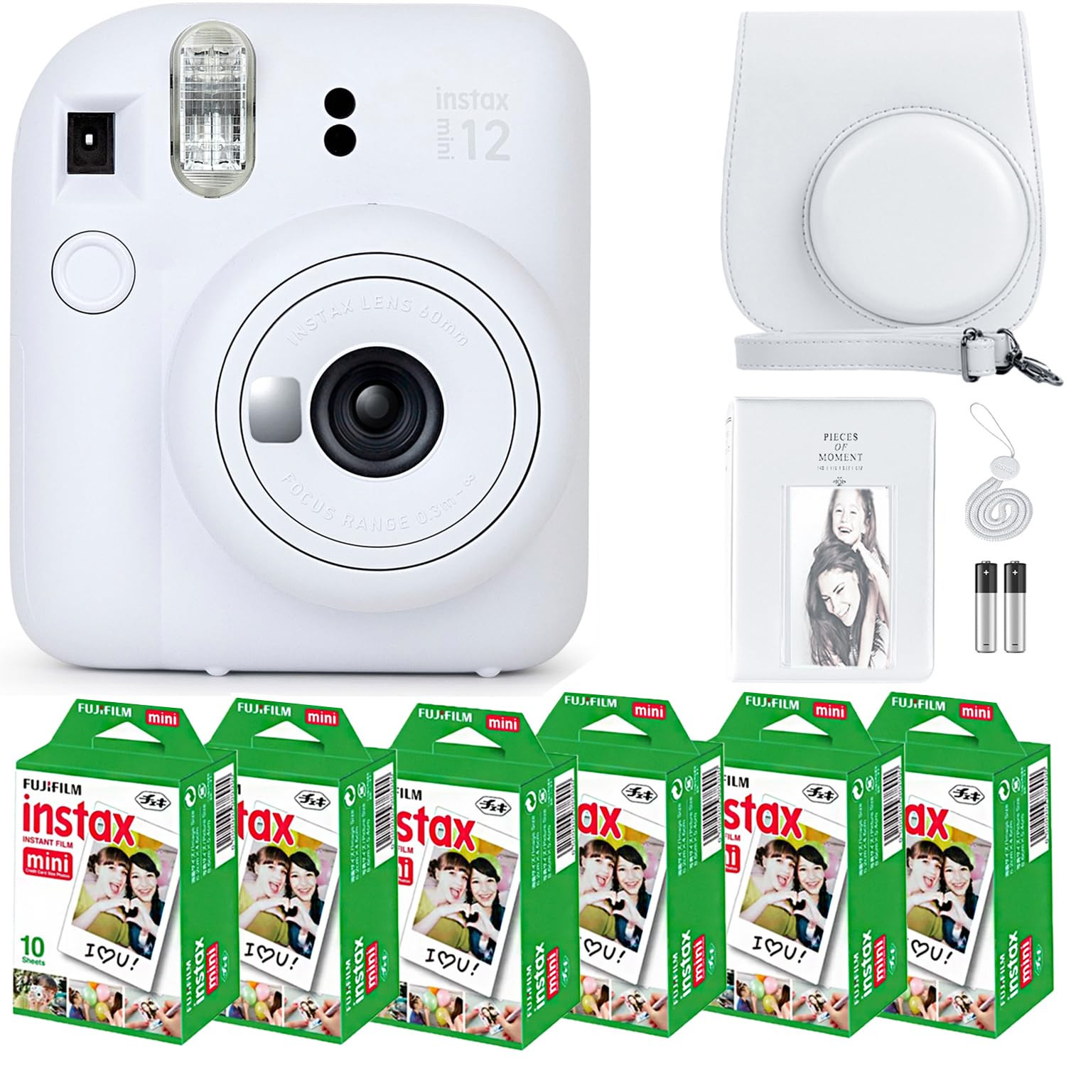 Fujifilm Instax Mini 12 Instant Camera Clay White and Fuji Film Value Pack (60 Sheets) Bundle wit... | Amazon (US)