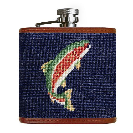 Smathers & Branson Needlepoint Flask, Trout & Fly | Mark and Graham