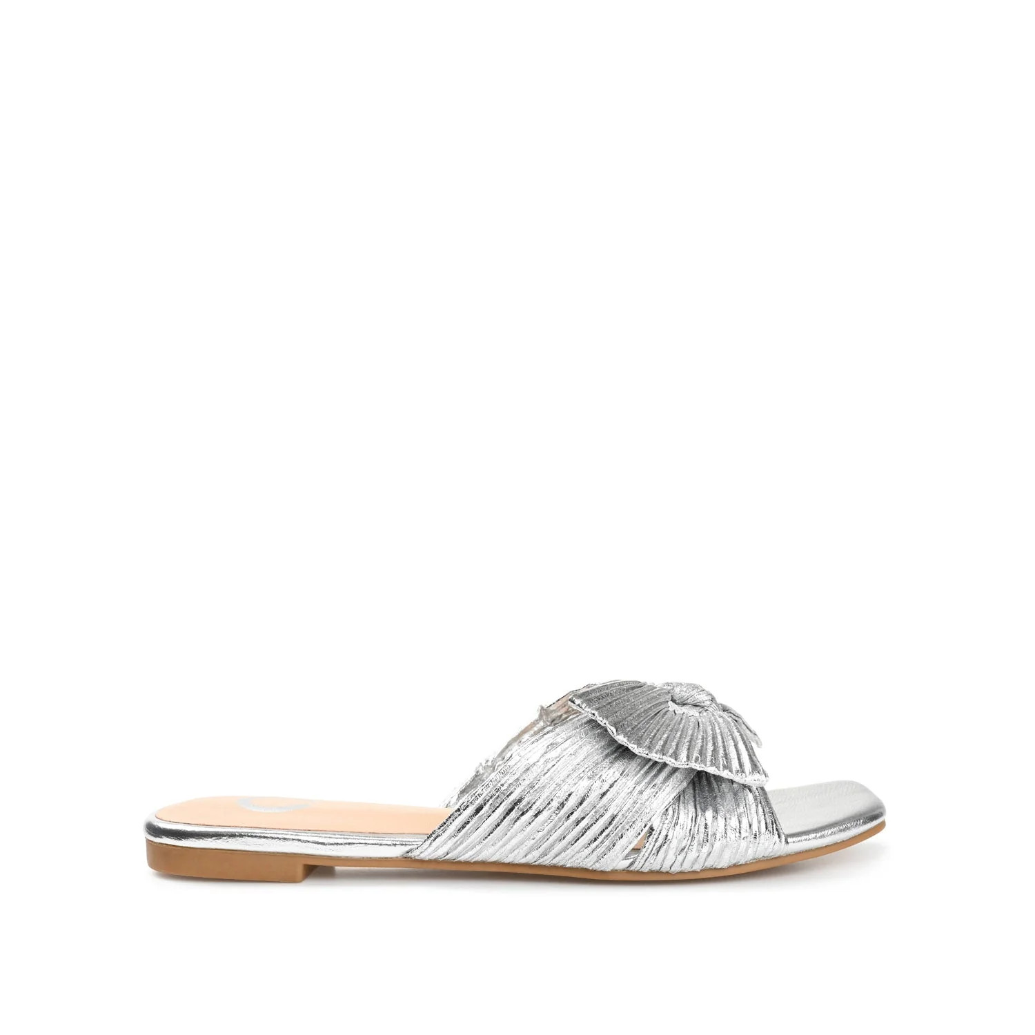 SERLINA PLEATED SLIDE SANDALS IN FOIL - Silver PU 2 | Journee Collection