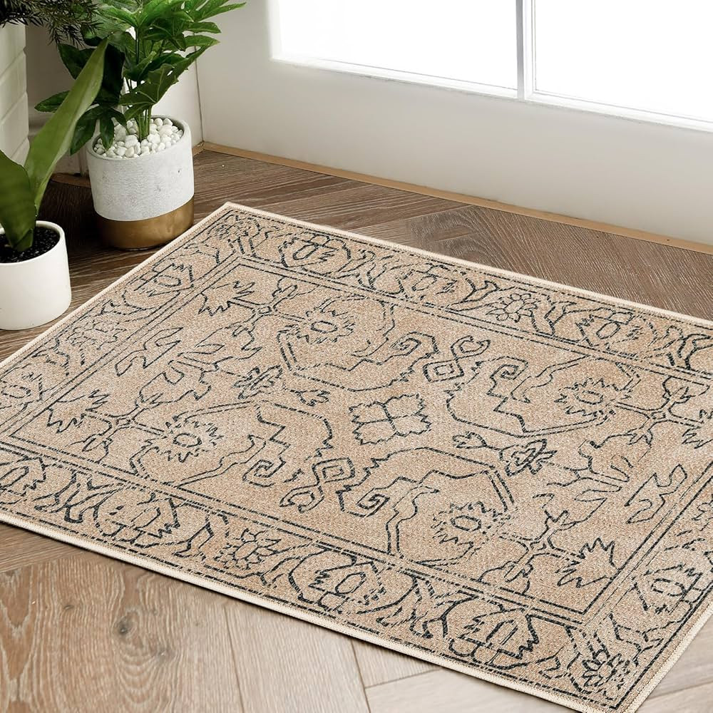 jinchan Area Rug 2x3 Entryway Recycled Boho Chic Jute Rug Indoor Doormat Outdoor Floor Cover Prin... | Amazon (US)