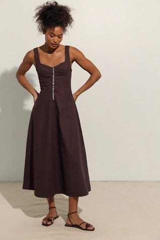Holland Stretch Linen Midi Dress | Free People (Global - UK&FR Excluded)