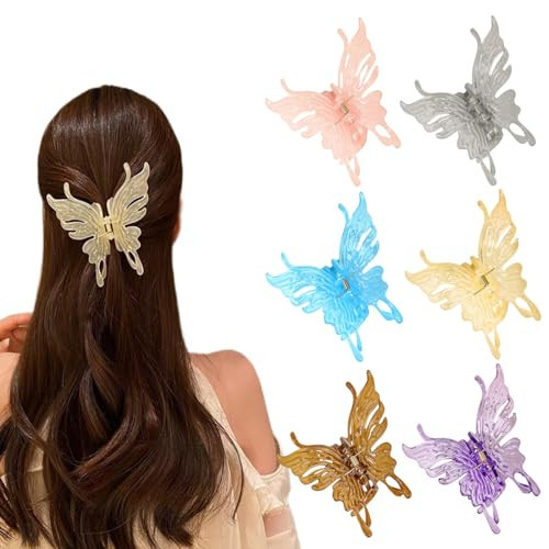 6PCS Flower Hair Claw Clips Non-Slip Matte Flower Hair Clips for Women Cute Hair Clips, Hawaiian Hair Flower Clip Large Plumeria Hair Clip Strong Hold Hair Claws Hair Accessories (6Pcs-Style G) | Amazon (US)