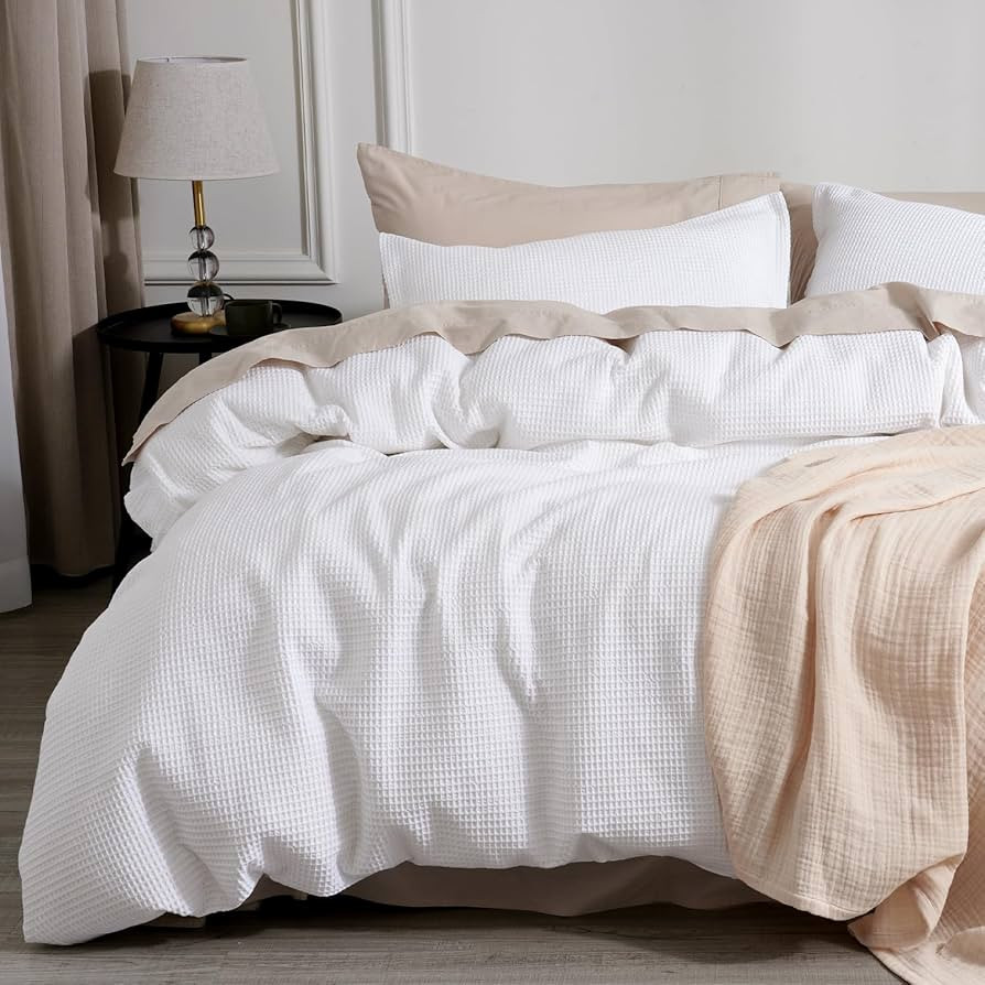 PHF Waffle Duvet Cover Queen Size, Ultra Soft Cotton Blend Comforter Cover Set, Comfy Breathable ... | Amazon (US)