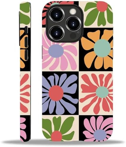 Case for iPhone 15 Pro Max,Bright Checkered Flowers Exquisitely Pattern Double Protective Phone C... | Amazon (US)