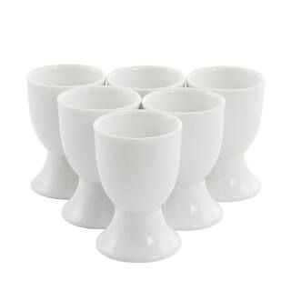 OUR TABLE Simply White 6-Piece Porcelain Footed Egg Cups Dinnerware Set 985119889M - The Home Dep... | The Home Depot